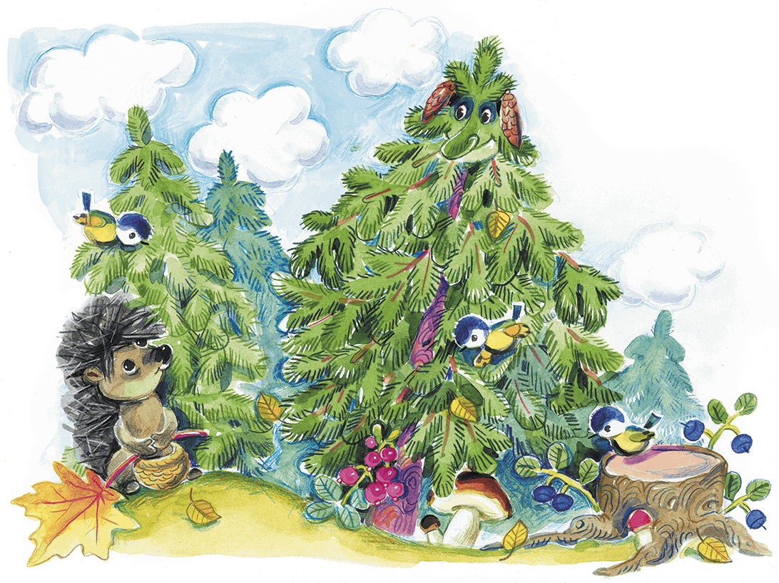 Сказки новогодней елки. Елка иллюстрация. Сказочная елочка. Сказочные ели. Ёлочки Лесные для детей.
