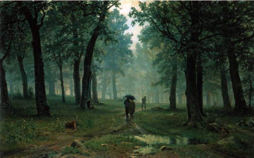Дождь в дубовом лесу описание. И.Шишкин. Дождь в Дубовом лесу. 1891г..
