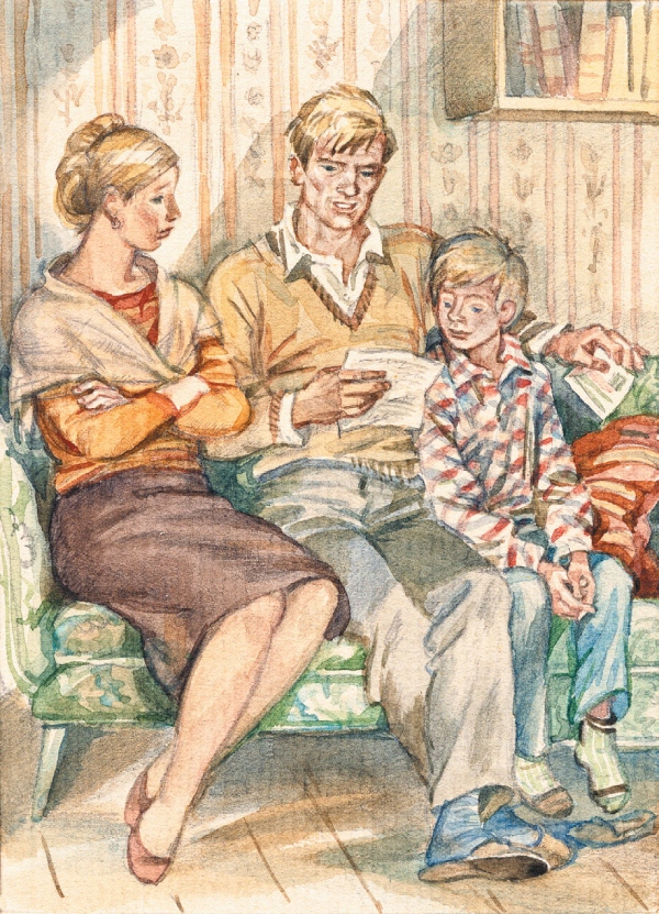 Сын любит маму рассказ. Иллюстрации к книге мама и папа. Лиханов а.а. "мой генерал". Иллюстрация встреча мальчика с родителями. Советская семья рисунок.